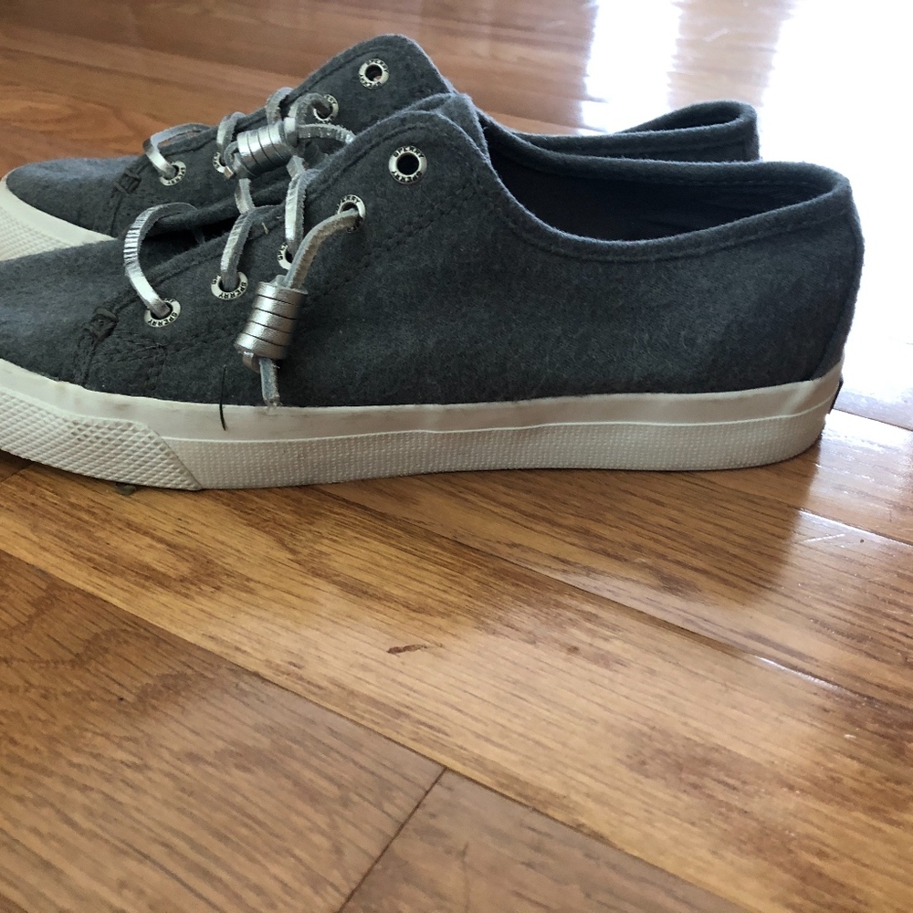 Sperry Sky Sail Sneaker Gray with Silver Laces - Picture 5 of 6